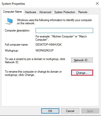 Change Computer Name Windows
