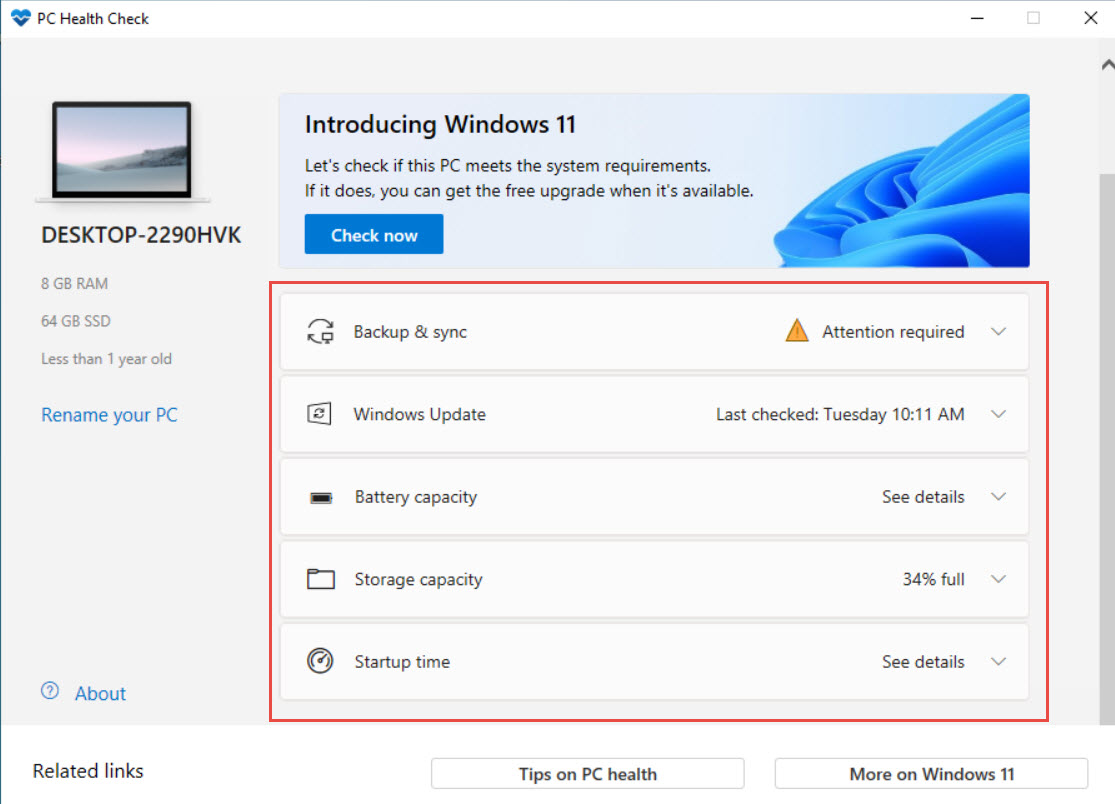 KB5005463 for Windows 10: Installs the PC Health Check App