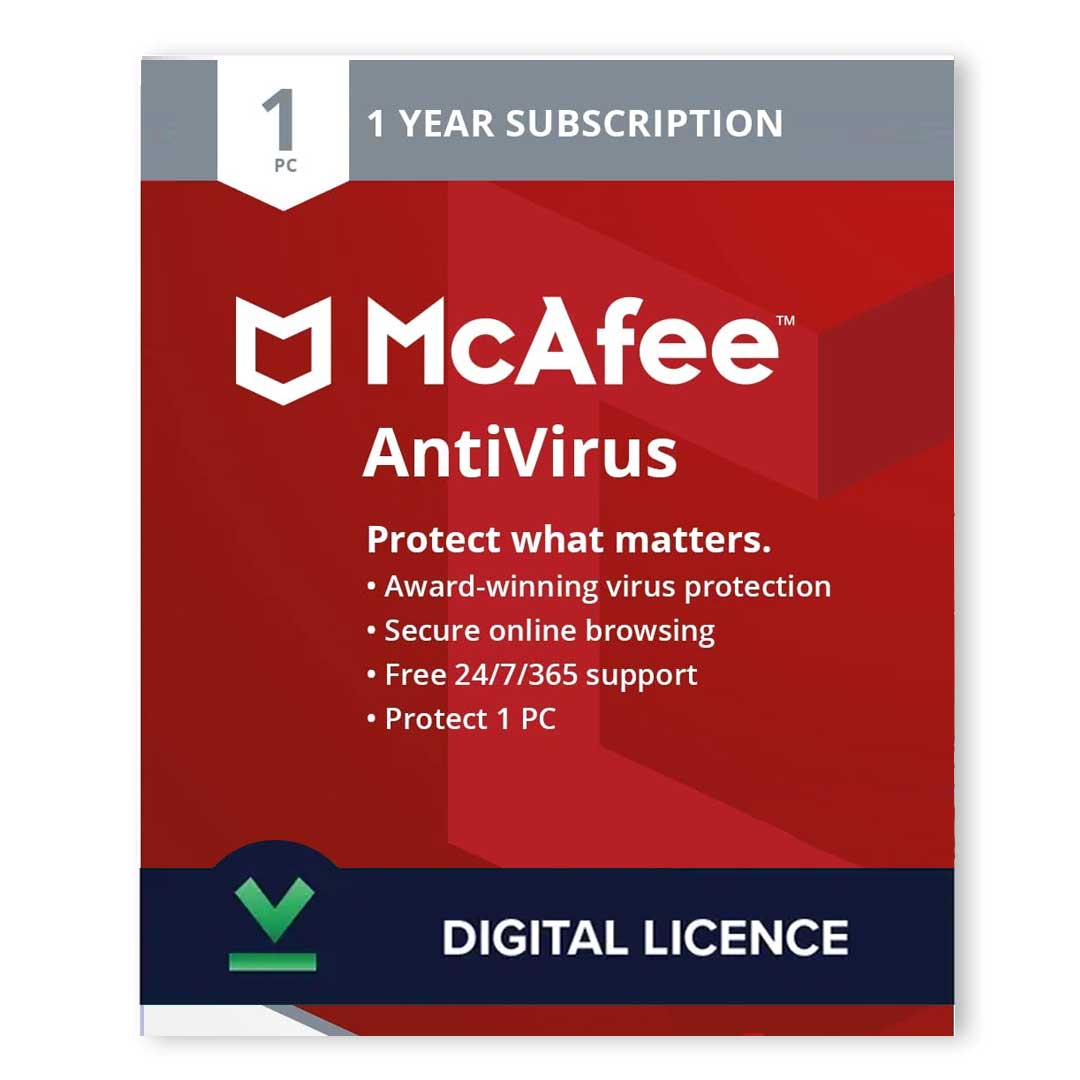 McAfee AntiVirus PC 1 Device 1 Year Activation